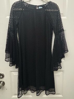 CeCe Black Lace Overlay Dress